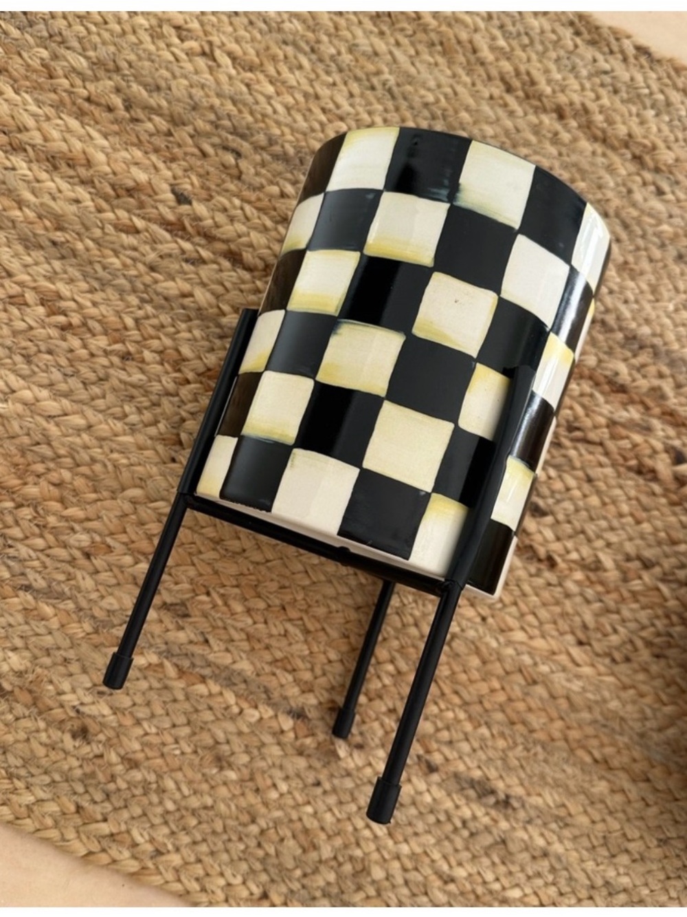 MacKenzie-Childs Black and White Checkered Ceramic Vase